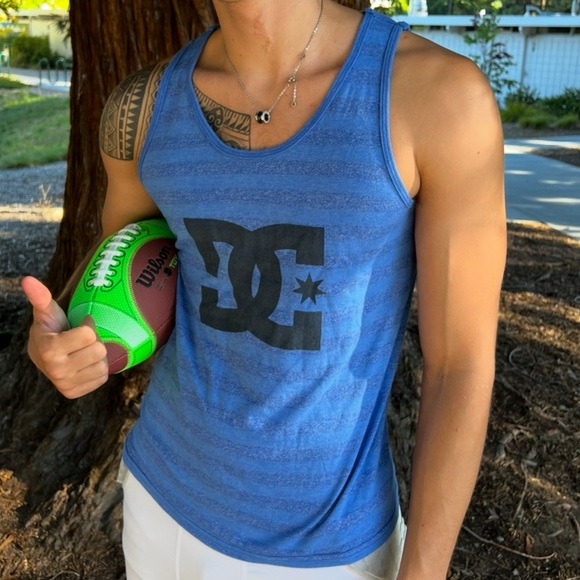 DC MEN GG DG LOGO STAR Blue Black Graphic Tank Top SHIRT SLEEVELESS VEST SINGLET - Picture 1 of 16